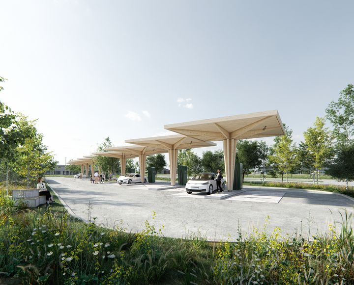 Lynladestationen ved Purhus vil blive bygget i et design, der minder om Clevers lynladestation i Køge.