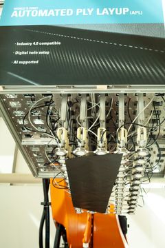 Automated Ply Layup (APL) is the new production process that is developed by the project partners. The process is compatible with the Industry 4.0 standards by using the digital thread in production, making effective utilization of Digital Twin for process simulations. The background monitoring and AI routines help in continuous process improvements during operations.