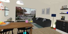 Eksempel på simuleret bolig i VR med udsigt til byen. Foto: Elisabeth Granzow Larsen og Christina Poulsen.