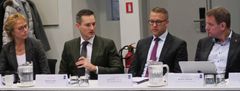 Møde i Danmarks Erhvervsfremmebestyrelse tirsdag den 29. januar 2019. Fra venstre: Dorte Krak, Rasmus Jarlov, Jakob Riis og Morten Slotved (foto: Erhvervsstyrelsen)