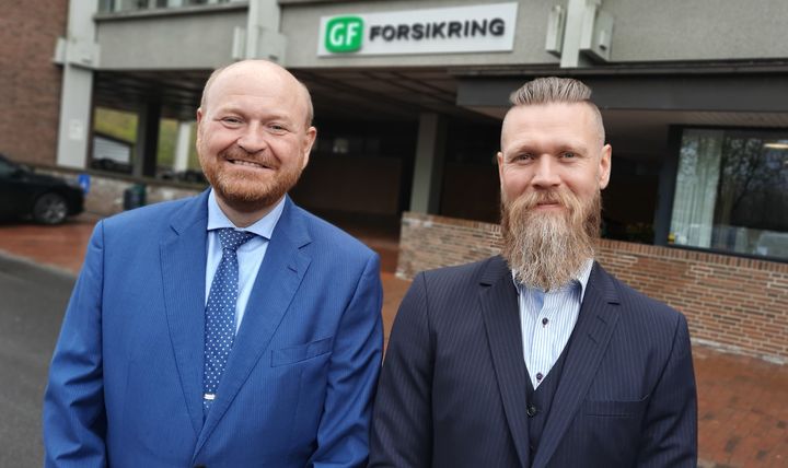 Stabsdirektør Keld Gryholm og HR-chef Jacob Hørdum udgør den nye HR-ledelse i det medlemsejede forsikringsselskab, der ud over GF Huset i Odense tæller 43 lokale kontorer over hele landet. (Foto: GF Forsikring)