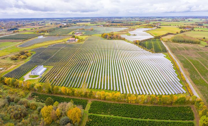 i Silkeborg ligger verdens største solfangeranlæg. Det producerer 20 procent af varmebehovet i byen. Foto: Silkeborg Forsyning.
