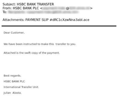 Eksempel 6. HSBC Bank phishing-mail