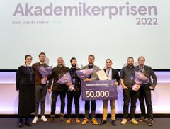Finalisterne i Akademikerprisen 2022: Klosterbryggeriet (Skanderborg), MTB-Tours (Værløse), BM Byggeindustri (Hobro) og Maturix (Odense)