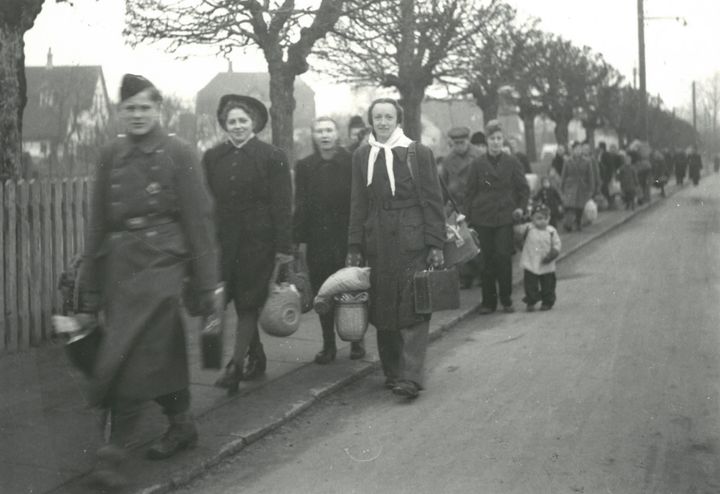 Tyske flygtninge i Fredensborg, maj 1945. Foto: Fredensborg Arkiverne