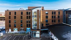 Borgvold i Vejle er blandt de byggerier, som Dansk Boligbyg afleverede i seneste regnskabsår – totalrenovering af kontorejendom indrettet til hotel. Billede kan frit benyttes ved omtale af Dansk Boligbyg.