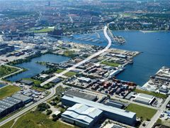Den nye Nordhavnstunnel vil blive opført under Svanemøllen Havn (Foto: Vejdirektoratet)