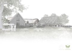 Illustration af foreningshus, som realiseres med støtte fra LAG Halsnæs-Gribskov. Byggeriet påbegyndes i januar 2022. Fotokredit: Andelsgaarde