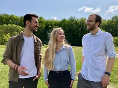 De tre stiftere af Aris Robotics: Sina Pour Soltani (tv), Ann-Mia Ambjerg (mf) og Christian Eberhardt (th).