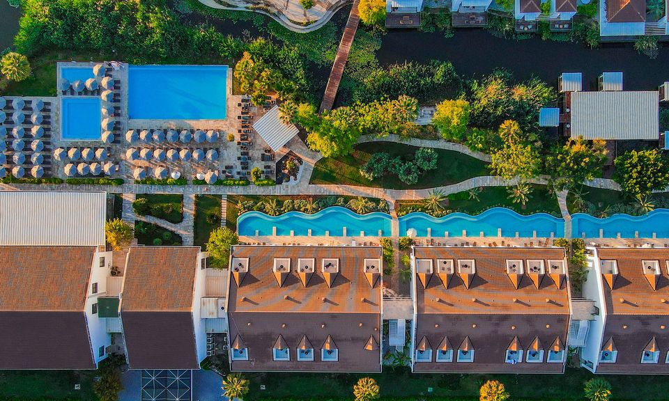 Jiva beach resort fethiye turkey pool and hotel drone
