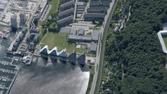 The Wave i Vejle. Skråfoto fra luften er bare ét eksempel af mange på data, der stilles frit til rådighed. Foto SDFE