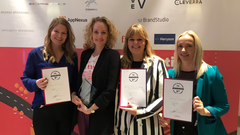 Fra venstre: Kristine Lyck Dreehsen (Digital Forretningsudvikler, Aller Mad), Maibritt Holm (Head of Native Advertising, Aller Mediesalg), Dorthe Kandi (Redaktionschef, femina), Rikke Keinicke Aaskov Hansen (Native Project Manager, Aller Mediesalg)