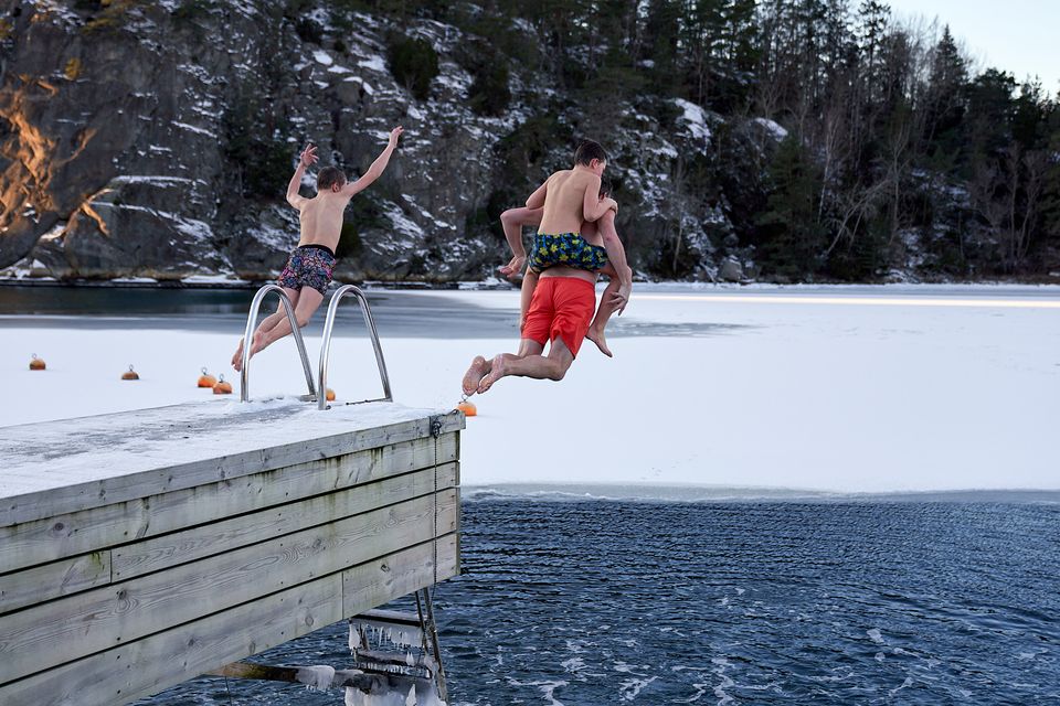 Vinterbadning for de vovede hos Lagunen. 