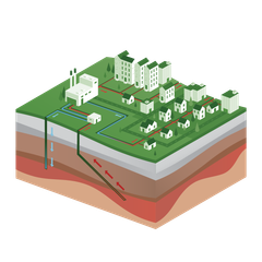 Illustration af geotermisk sæsonlagring