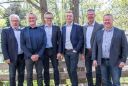 Gulvbranchens nye bestyrelse (fra venstre mod højre): Michael Lund Kristensen, BT Gulve A/S, Henrik Ancher, AG Gulve A/S, Christian Iversen, Forbo A/S. Mads Lindegaard, Ege Contract A/S, Jan Georgsen, Dana Lim A/S, René Krog Pedersen, A10 Tæpper og Gardiner A/S. Foto: Claus Birch