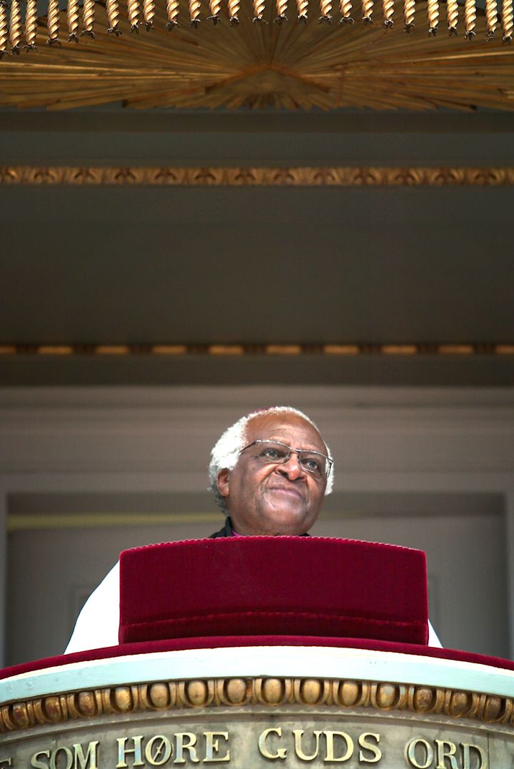 Desmond Tutu i 2009 på prædikestolen i Vor Frue Kirke Foto: Klaus Holsting