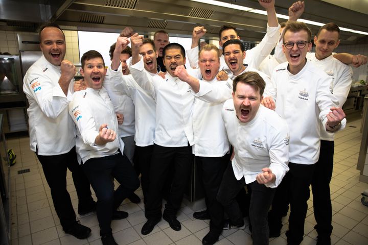 KOKKELANDSHOLDET (senior) vinder VM Guld 2018 for deres "varme køkken". Foto : Anders Wiuff