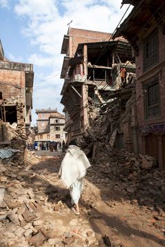 Kathmandu i ruiner efter jordskælvet den 25. april 2015.