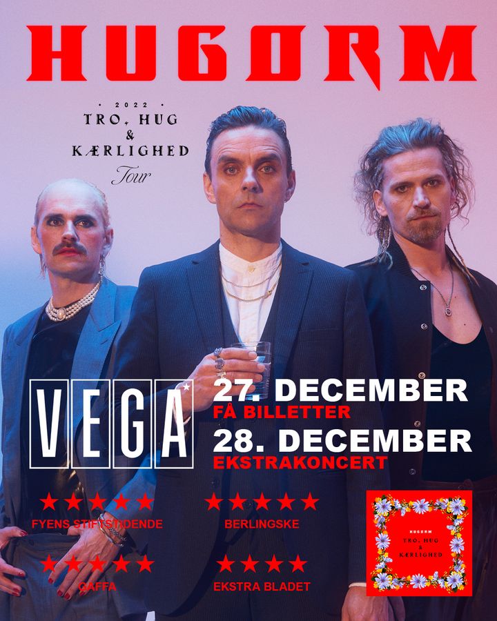 HUGORM annoncerer koncert i Store VEGA d. 28. december. Koncerten bliver sidste på den næsten udsolgte efterårstour 2022. | Luger