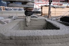 3D-printproces af beton. Foto: COBOD International.