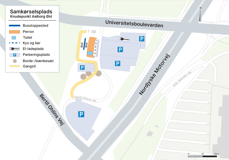 Kort over ombygningen af det nye knudepunkt ved Th. Sauers Vej i Aalborg Øst 