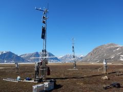 Måleinstumenter i Kobbefjord: GEM-programmet undersøger effekterne af klimaforandringer til vands, til lands og i luften gennem studier af økosystemprocesser. Automatiserede målestationer indsamler året rundt data, og GEM-programmet har nogle af de længste arktiske tidsserier i verden. (Foto: Kirsty Langley)
