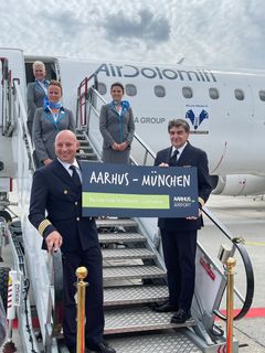 Lufthansa-selskabet Air Dolomiti åbnede i dag ruten mellem Aarhus og München.