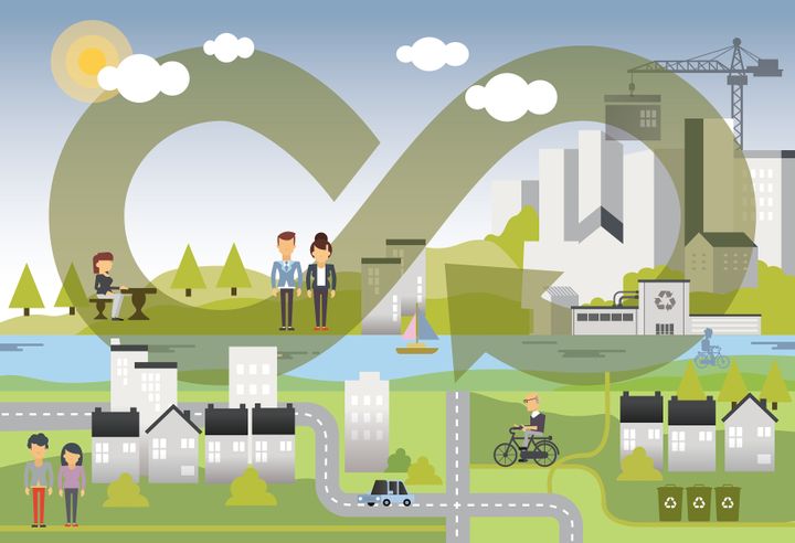 Det cirkulære samfund. Illustration fra Swecos Urban Insight-rapport.