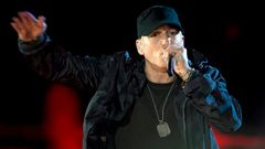 Eminem, som her ses under en koncert i Washington, er juni måneds 'Rockgigant' på RAGNAROCK. Foto: Wikimedia Commons, Flickr by DoD News Features