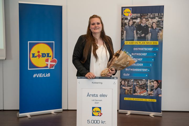 Linda Skovhave Petersen er kåret til årets elev i Lidl. Linda arbejder til dagligt i Lidl-butikken i Thisted. Foto: Lidl PR