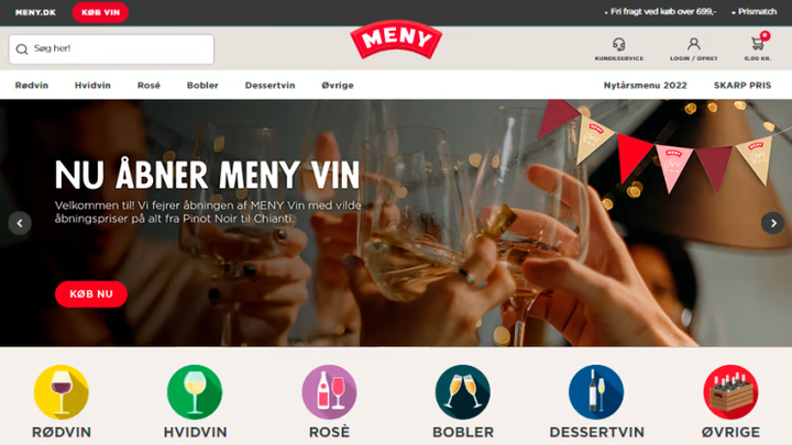 Nu kan man købe vin fra MENY online. Den online webshop har 1000 vine i sortiment udover de ca.1000, man finder i de fysiske MENY-supermarkeder.