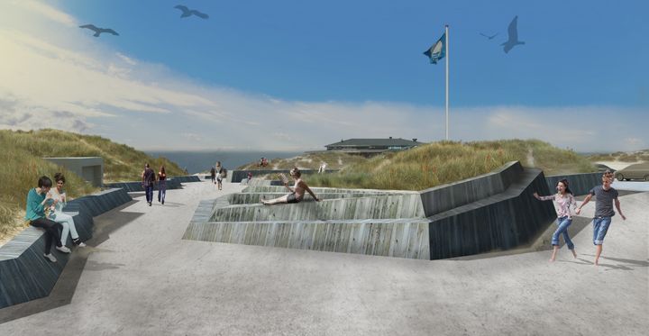 Illustration af den kommende strandplads ved Henne Strand. (Illustration: SCHØNHERR).