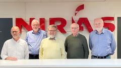 De fem 25-års jubilarer i NIRAS er (fra venstre mod højre) Jan Andersen, Knud Rasmussen, Henrik Gattrup, Karsten Vissing Jakobsen og Bjarne Christensen.