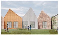 Et udsnit af Børnehusets forskellige ’huse’, som vil have forskelligartede facader. Kreditering: Lendager Group