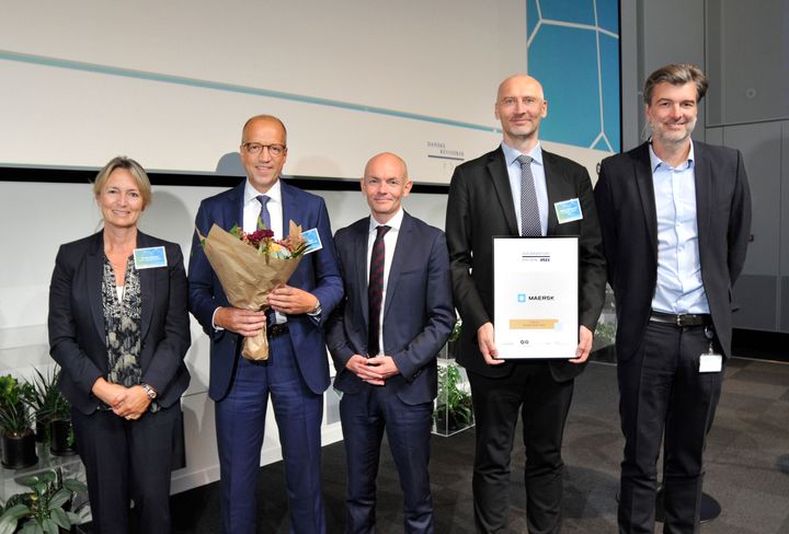 A.P. Møller - Mærsk fik  overrakt Årsrapportprisen ved et velbesøgt arrangement i Industriens Hus den 1. september 2022. Foto: Peter Willersted