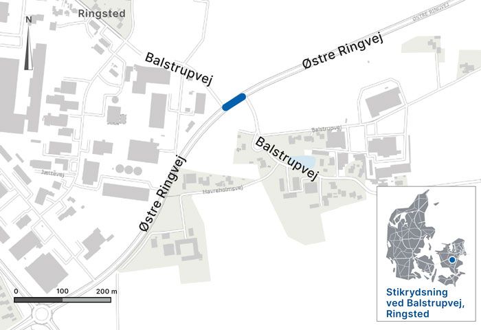Vejdirektoratet begynder snart anlægsarbejdet med en ny helle på Østre Ringvej i Ringsted. Grafik: Vejdirektoratet.