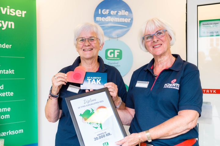 Hjerteforeningen i Assens fik i 2021 GF Fyns Ildsjælepris, fordi de sammen med deres 900 medlemmer satte fokus på sundhed og fællesskab i coronatiden, hvor der var særligt brug for det. (Foto: GF Fyn)