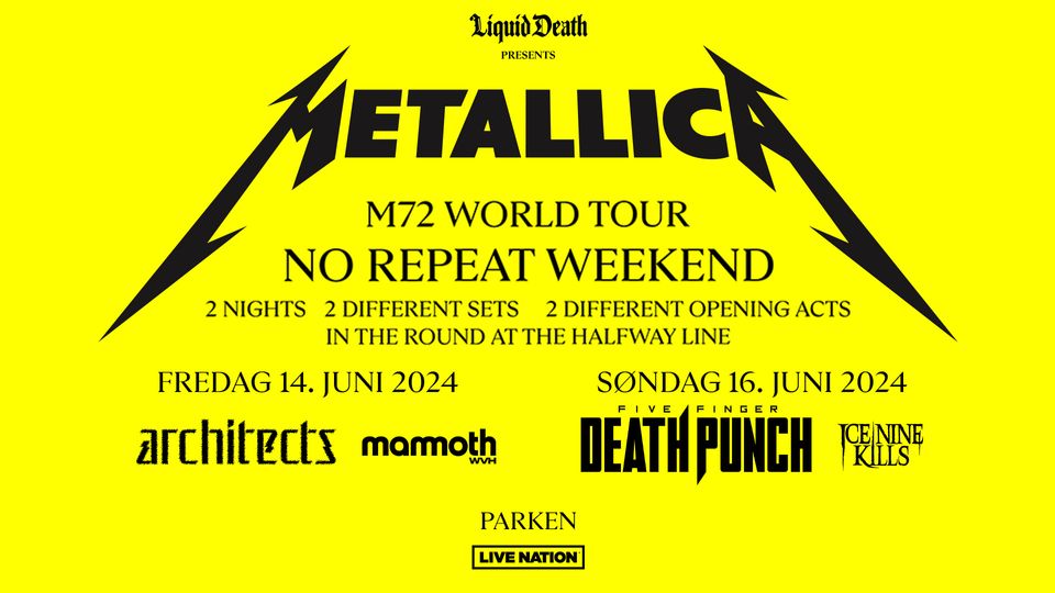 Metallica til Danmark i 2024 på deres 'M72 World Tour' Live Nation