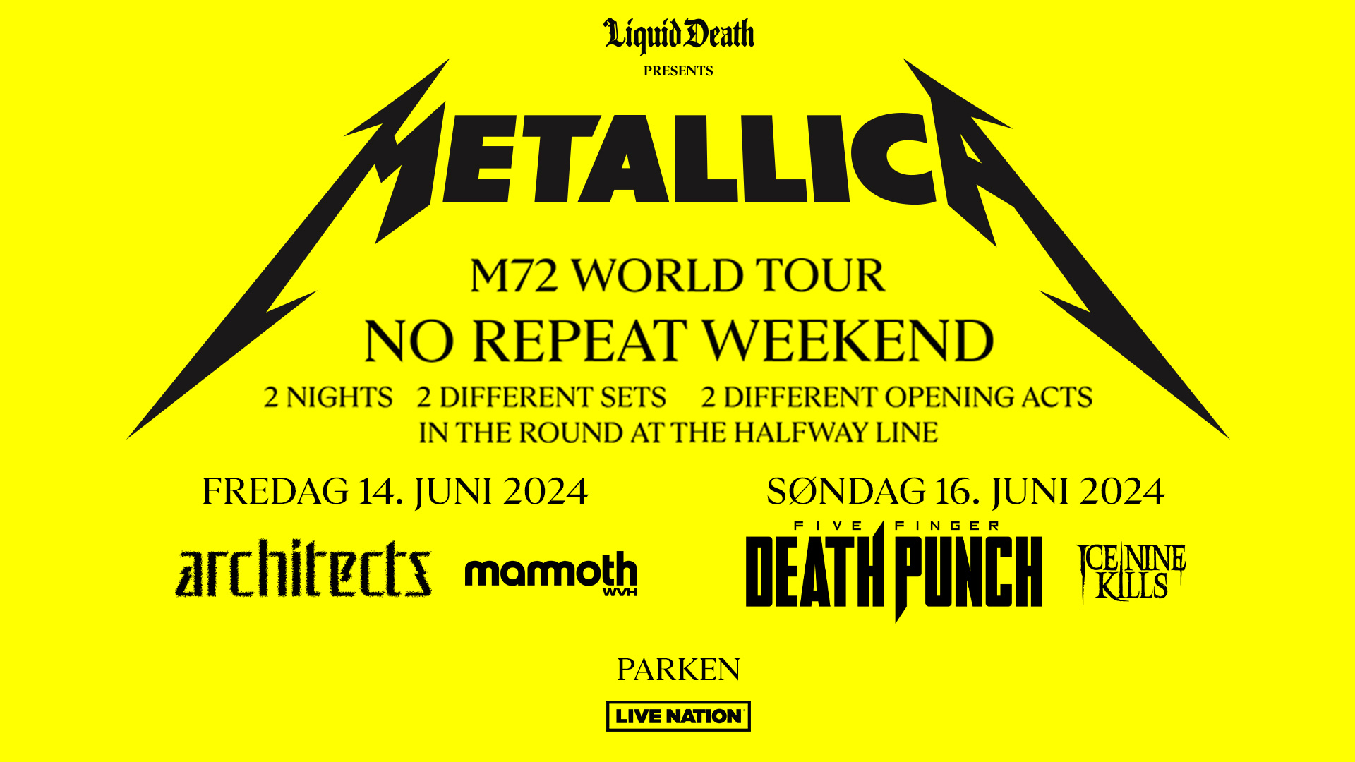 Metallica til Danmark i 2025 på deres 'M72 World Tour' Live Nation