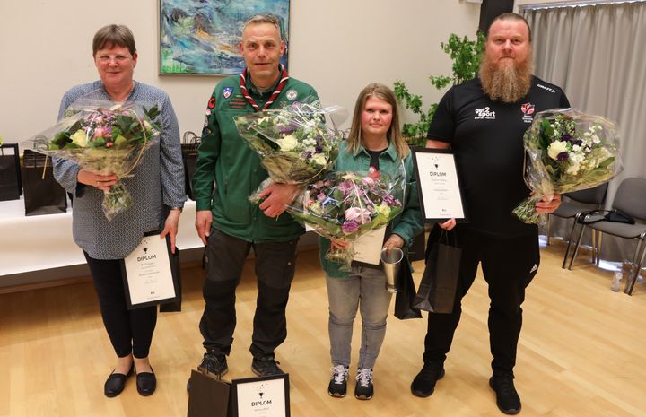 Vinderne af de fire hovedpriser (Fra venstre Berit Olsen, Marius Blixt, Cecilie Pedersen og Carsten Alberg).