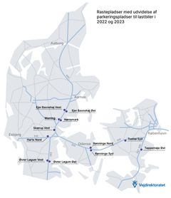 Rastepladser der udvides med lastbilparkeringspladser i 2022-2023