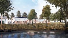 Det nye CO2-neutrale børnehus bliver bygget som en trelænget bondegård med skoleklubben Egegården som nabo mod vest, en række træer som afskærmning mod Klausdalsbrovej og den lille sø Egedammen mod syd.