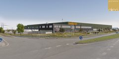 Sådan kommer det nye varehus fra nemlig.com til at se ud fra Silkeborgvej. Kreditering: ak83 arkitekter.