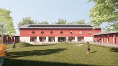 Børnehuset Grønnegården forventes at stå færdigt i starten af 2022. Illustration: BBP Arkitekter