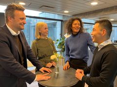 Frans Hammer, Nadia Panzio, Rikke Rønholt Albertsen og Mads Young Christensen mødtes i weekenden til DIF's årsmøde, hvor det blandt andet blev til en snak om diversitet. Foto: DIF