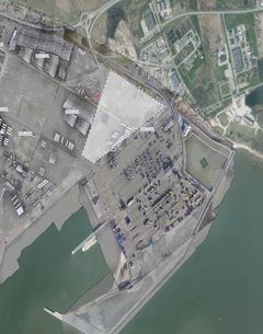Her forventes det nye produktionsanlæg til vindmølletårne at blive placeret på Esbjerg Havn.