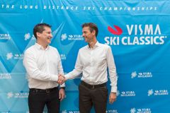 Nordiske Visma ønsker at styrke deres brand uden for vores kernemarked. Derfor bliver koncernen ny titelsponsor for Ski Classics. Til højre ses Eivind Gundersen (division director Visma Software) sammen med David Nilsson, CEO for Ski Classics.