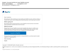 Eksempel 1. PayPal phishing-mail (engelsk)
