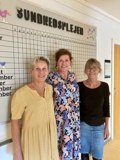 Næstved Kommunes sundhedsplejersker vil deltage i Fars Legestue. Fra venstre er det Laila Mortensen, Lone Hansen og Elsebeth Johannessen.