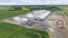 Luftfoto af Grøngas Vraa. Nordjyllands største biogasanlæg